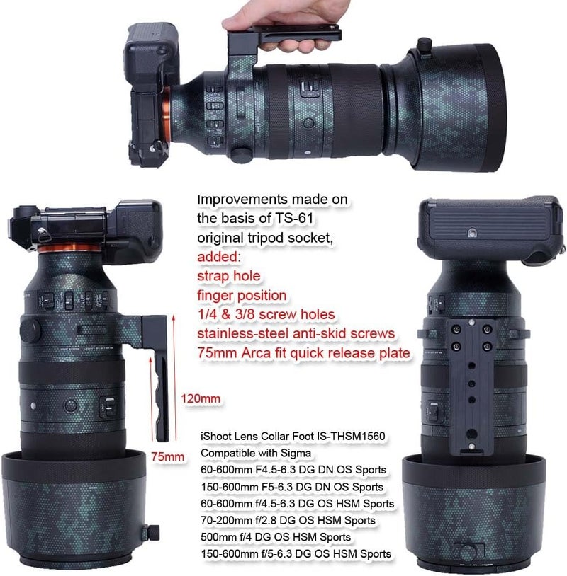 iShoot Lens Collar Replacement Foot Tripod Mount Ring Support Holder Base Compatible with Sigma 150-600mm f/5-6.3 (DG DN OS Sports)(DG OS HSM Sports); 60-600mm f/4.5-6.3 (DG DN OS Sports)(DG OS HSM Sports) - Image 5